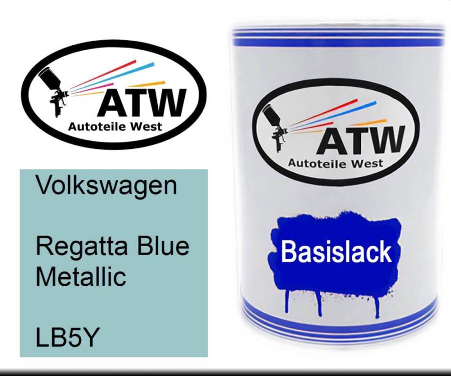 Volkswagen, Regatta Blue Metallic, LB5Y: 500ml Lackdose, von ATW Autoteile West.